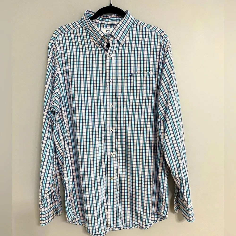 Southern Tide Plaid Long Sleeves Botton Down Shirts Men Size L